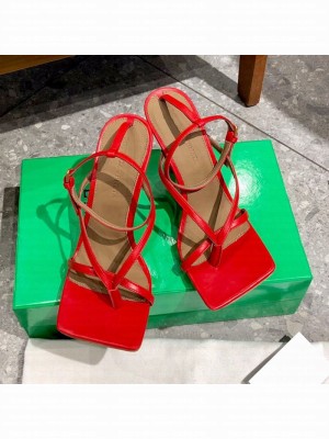 Bottega Veneta Stretch Lambskin Strap Sandals 9cm Red  2021 Collection
