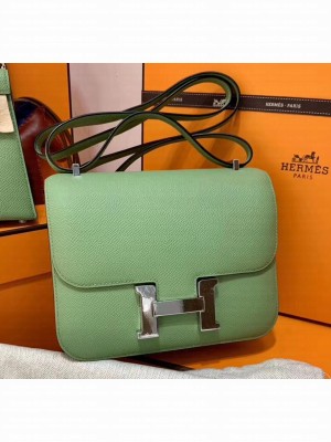 Hermes 18cm Constance Bag in Original Epsom Leather Green/Silver 2020 Collection