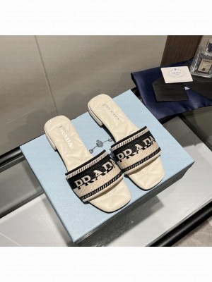 Prada Fabric Flat Slide Sandals 05 2022 Collection