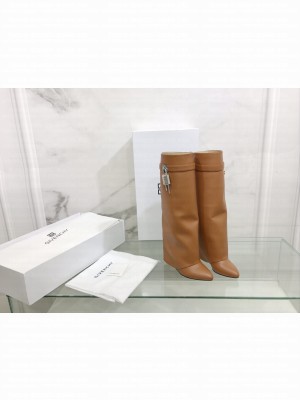 GIVENCHY SHARK LOCK PANT BOOTS IN CALFSKIN LEATHER 2022 BROWN