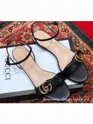 Gucci Leather Double G Flat Sandals 524631 Black 2019