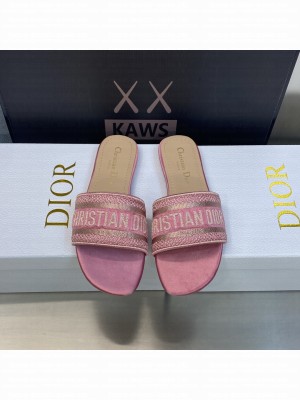 Dior Dway Slide Sandals in Cotton Embroidered 2023 Collection 040