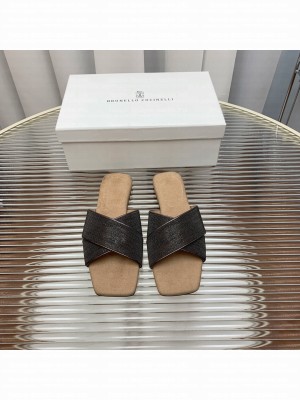 Brunello Cucinelli with the iconic embellishment Flat Slide 01