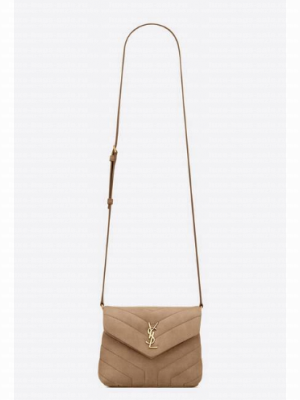 SAINT LAURENT LOULOU SMALL CHAIN BAG IN QUILTED Y SUEDE 4946991 TAUPE