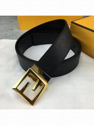 Fendi Reversible Calfskin Leather Belt with Gold FF Square Buckle 34mm 2019 Collection