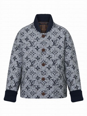 Louis Vuitton Women's Monogram Tweed Varsity Jacket Black
