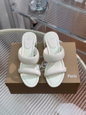 Christian Louboutin Inflama Sab Heel Slide Sandals 5.5cm in white Nappa Leather 2023 