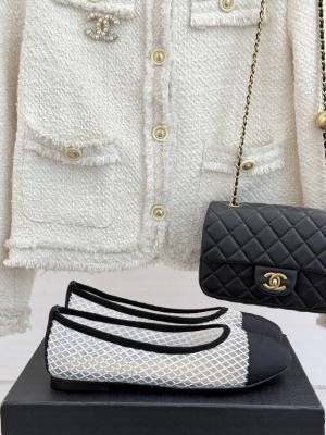 Chanel Mesh With Rhinestones CC Ballet Flat 2025 Black