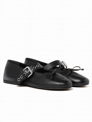 Miumiu Women's Leather Ballerinas Black