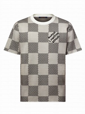 Louis Vuitton Women's Damier Jacquard Short-Sleeved Crewneck Black