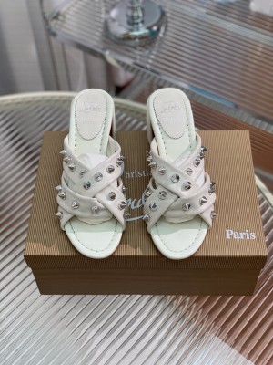 Christian Louboutin Miss Spika Club 55 mm Sandals Nappa leather and Spikes Studio White