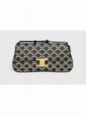 CELINE MEDIUM CELINE LOLA BAG IN TRIOMPHE CANVAS TWO-TONE 115532 BLACK