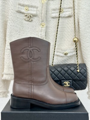 Chanel Women's 3cm Calfskin Rider Ankle Boots Coffee 2024 