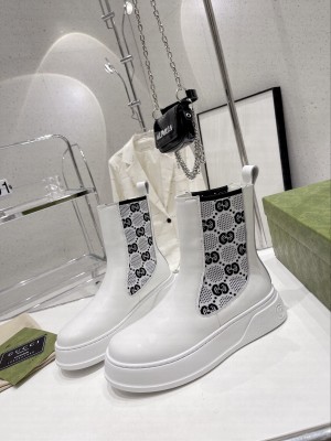 Gucci GG Supreme ankle boots white