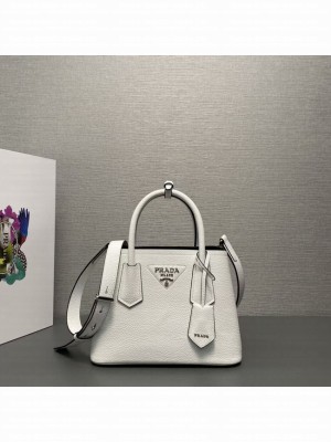 Prada Double leather mini bag 1BG443 white