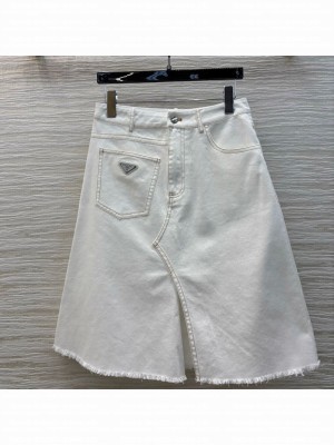 Prada Denim Skirt White 2025