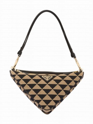 Prada Symbole Leather And Fabric Mini Bag 1BC176 Apricot