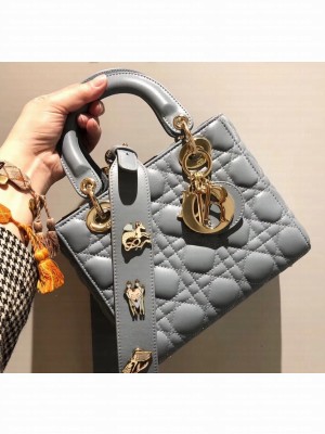 Lady Dior My ABCDior Bag in Cannage with Badges Baby Blue 2019