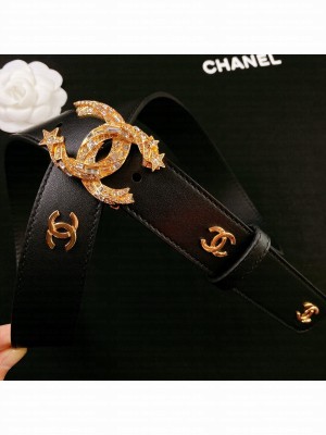 Chanel Calfskin Belt 3cm with Star CC Buckle Black  2021 Collection 01