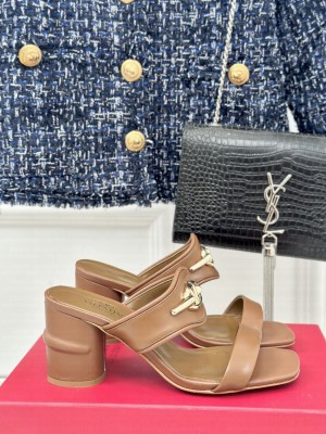 Valentino VLogo The Bold Edition 7cm Mule Sandals Brown