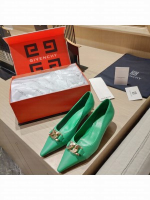 GIVENCHY PUMPS IN LEATHER WITH METALLIC DETAILS 2022 COLLECTION,GREEN
