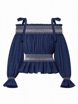 Louis Vuitton Women's Embroidered Band Top Dark Blue