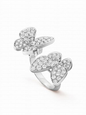 Van Cleef & Arpels Women's Two Butterfly Between The Finger Ring Silver