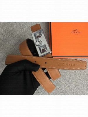 Hermes Width 2.5cm Collier De Chien Buckle Belt Brown/Silver