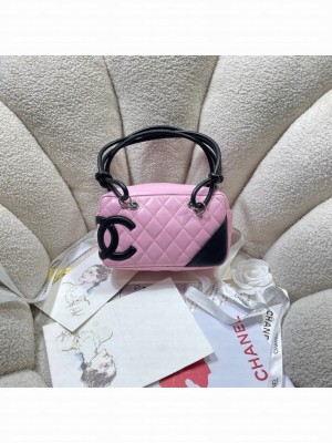 Chanel Sheepskin TOP HANDLE BAG AS8012 pink&black