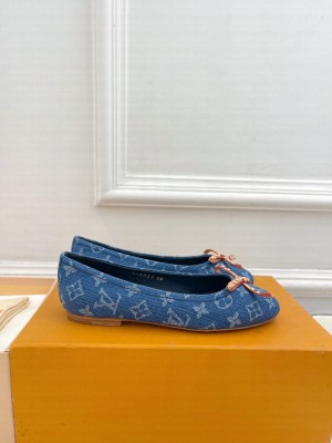 Louis Vuitton 1ACK97 New LV Remix Nina Flat Ballerina Monogram denim Blue