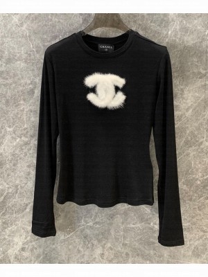 Chanel Women's Slim Fit Bottoming Shirt Black