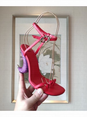 Givenchy Triple toes sandals in leather with purple horn heel Red