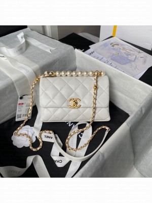 Chanel MINI FLAP BAG WITH TOP HANDLE AS5001 white