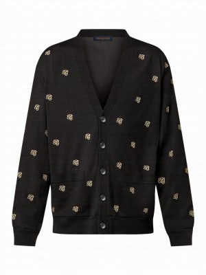 Louis Vuitton Women's Embroidered Wool Cardigan Black