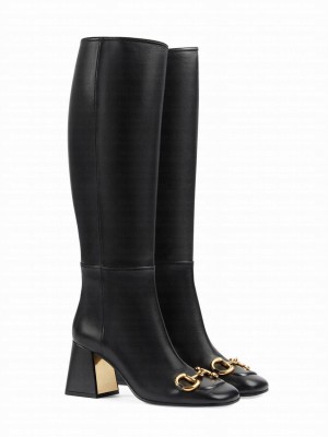 Gucci Women's Knee-High Boot With Horsebit 643889 Black