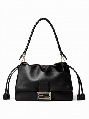 Fendi Mamma Baguette Medium Nappa Leather Bag 8BR833 Black