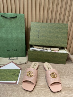Gucci GG Lambskin Leather ‎Slide Sandals 2022 Collection,Pink