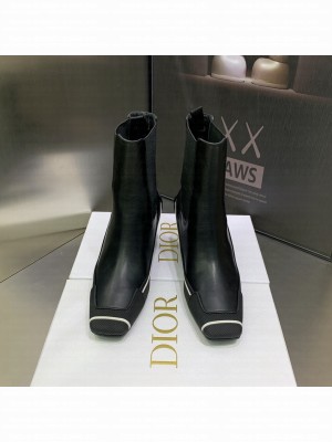 CHRISTIAN DIOR D-MOTION HEELED ANKLE BOOT Black Supple Calfskin and Rubber
