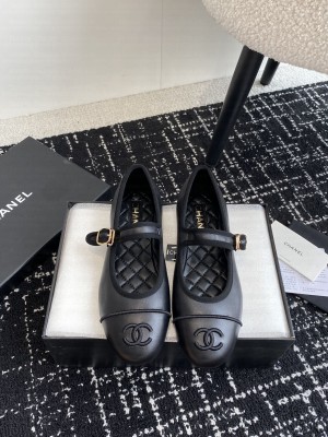 Chanel Lambskin Mary Janes Flat Ballet G45503 Black 2024