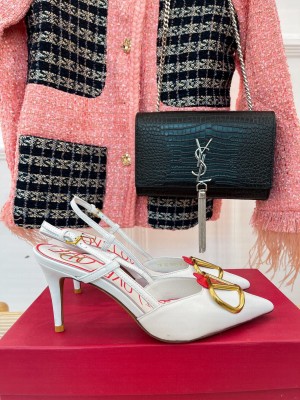VALENTINO VLOGO SIGNATURE LAMBSKIN SLINGBACK PUMPS 80MM WHITE
