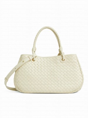 Bottega Veneta Grey Leather Basket Shoulder Bag 836261 Cream