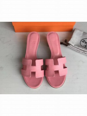 Hermes Heel 5cm Oasis Slipper Sandals in epsom Leather cherry pink