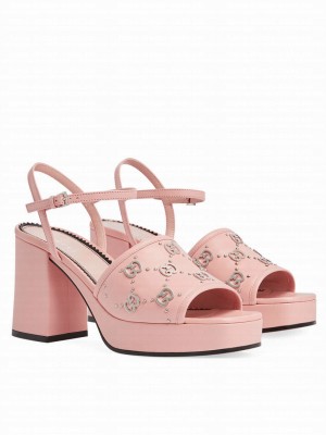 Gucci Women's Interlocking G Studs Sandal 719844 Pink