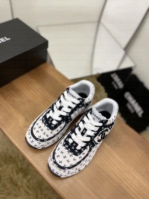 Chanel Women's G39230 Printed Suede Calfskin Sneakers 02
