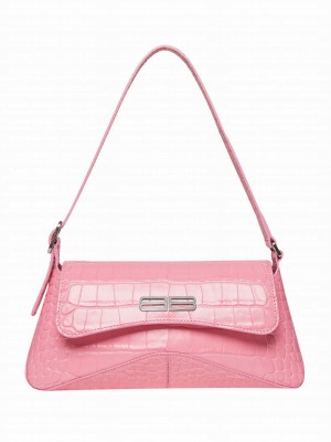 Balenciaga XX Small Flap Bag Crocodile Embossed Pink