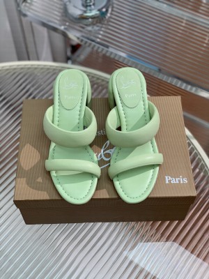 Christian Louboutin Inflama Sab Heel Slide Sandals 5.5cm in green Nappa Leather 2023