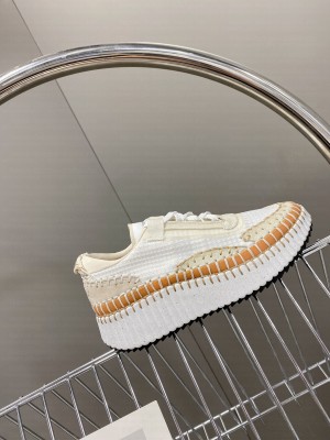 Chloe Nama embroidered suede and recycled mesh sneakers White 2022 Collection