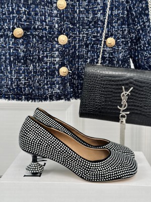 Loewe Toy pump in suede and allover rhinestones Black