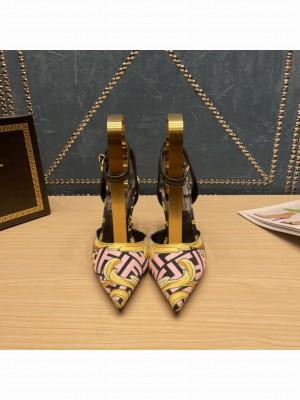 Fendace printed silk high-heeled slingbacks Pink 2022 Collection
