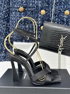 Saint Laurent 10.5cm Corinne Sandals In Satin Crepe Beige 2024